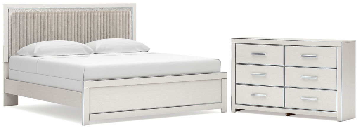 Zuraleus White King Upholstered Panel Bed with Dresser from Ashley Furniture - Luna Furniture