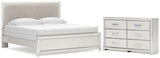 Zuraleus White King Upholstered Panel Bed with Dresser from Ashley Furniture - Luna Furniture