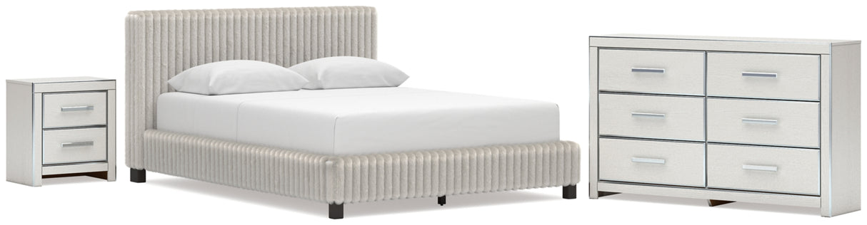 Zuraleus White Queen Upholstered Bed with Dresser and Nightstand from Ashley Furniture - Luna Furniture