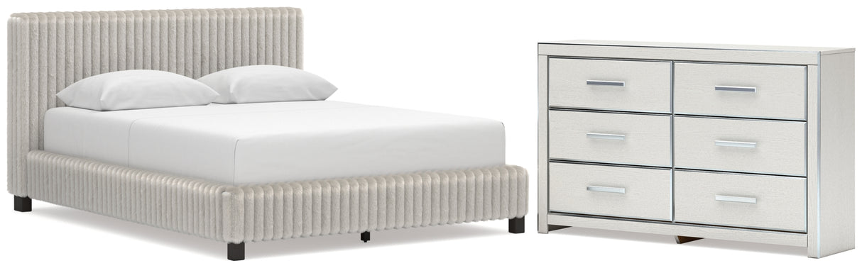 Zuraleus White Queen Upholstered Bed with Dresser from Ashley Furniture - Luna Furniture