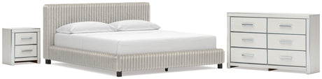 Zuraleus White California King Upholstered Bed with Dresser and Nightstand from Ashley - Luna Furniture