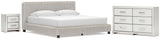 Zuraleus White King Upholstered Bed with Dresser and Nightstand from Ashley - Luna Furniture