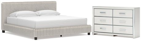 Zuraleus White King Upholstered Bed with Dresser from Ashley - Luna Furniture