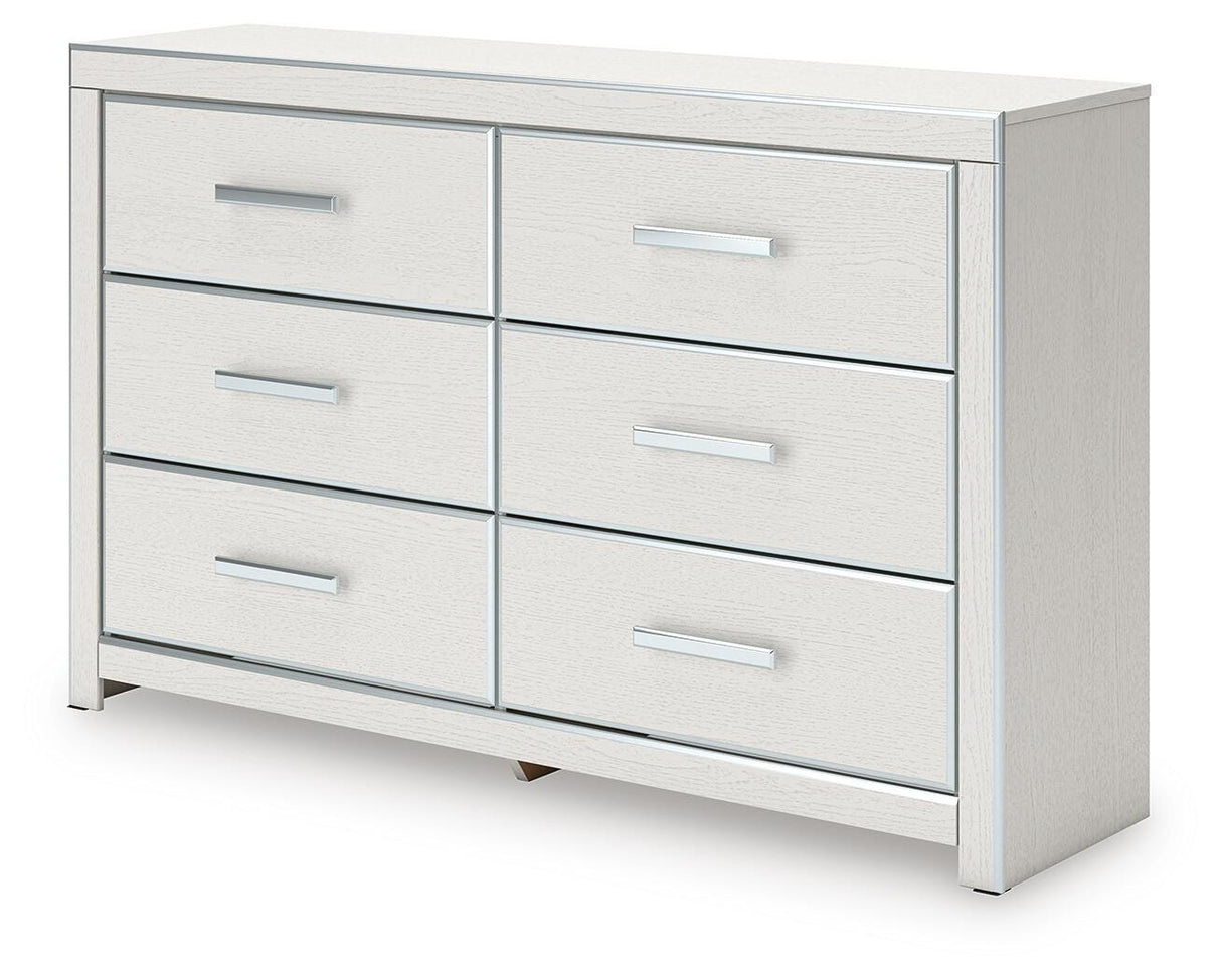 Zuraleus White Queen Upholstered Panel Bed with Dresser and Chest from Ashley - Luna Furniture
