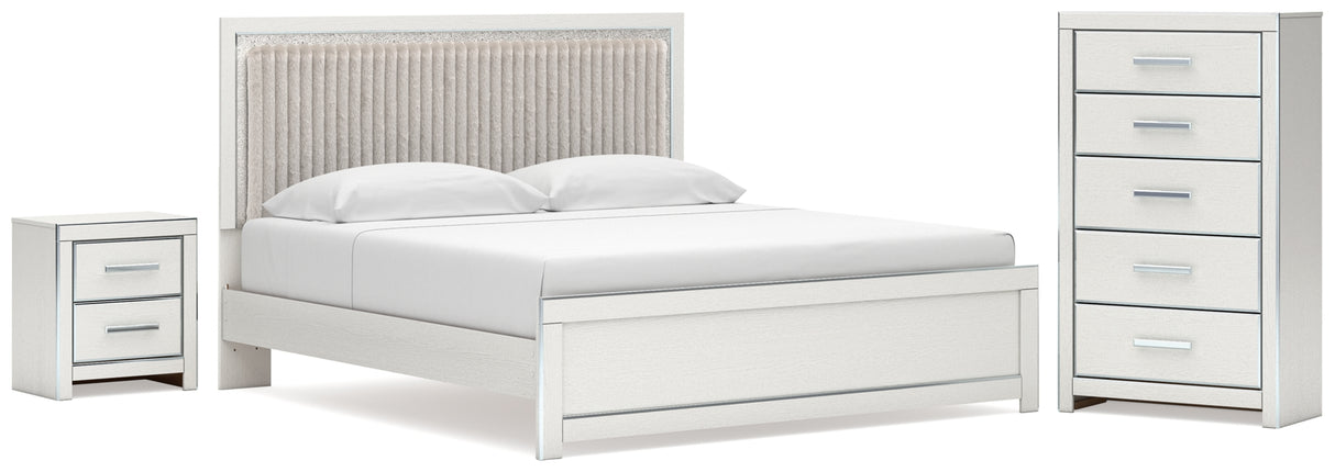 Zuraleus White King Upholstered Panel Bed with Chest and Nightstand from Ashley - Luna Furniture
