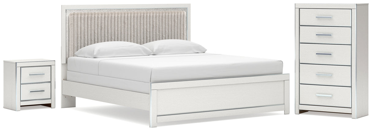 Zuraleus White King Upholstered Panel Bed with Chest and Nightstand from Ashley Furniture - Luna Furniture