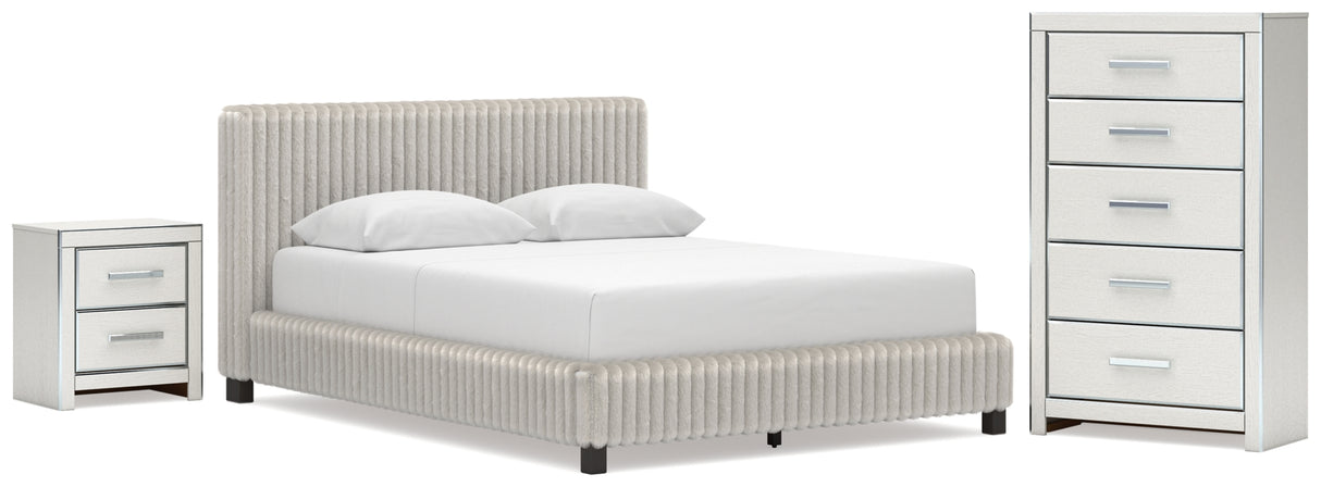 Zuraleus White Queen Upholstered Bed with Chest and Nightstand from Ashley Furniture - Luna Furniture