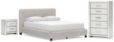 Zuraleus White Queen Upholstered Bed with Chest and Nightstand from Ashley Furniture - Luna Furniture