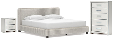 Zuraleus White King Upholstered Bed with Chest and Nightstand from Ashley - Luna Furniture