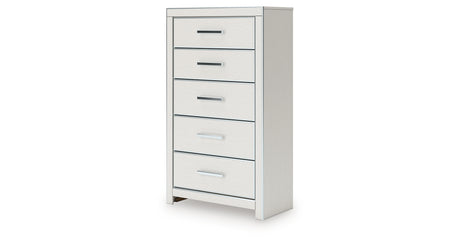 Zuraleus White Queen Upholstered Bed with Mirrored Dresser and Chest from Ashley - Luna Furniture