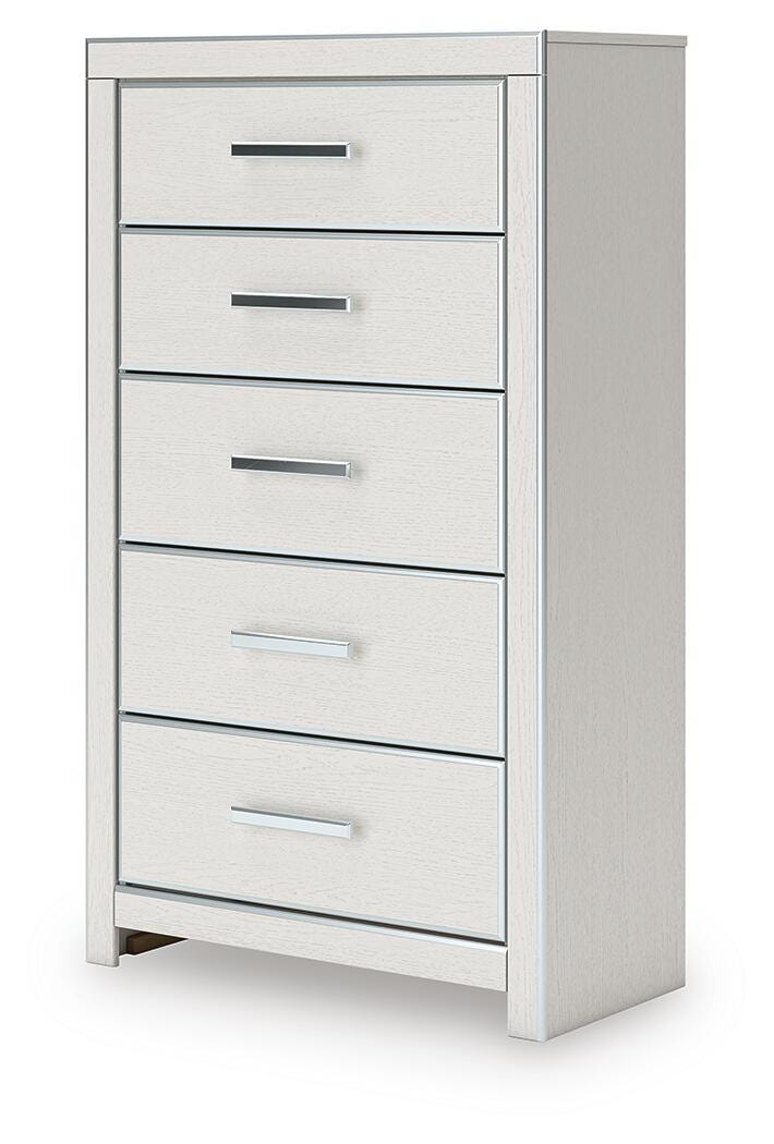 Zuraleus White Queen Upholstered Panel Storage Bed with Dresser and Chest from Ashley - Luna Furniture