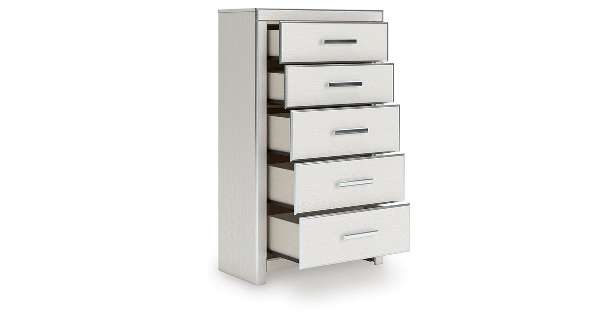 Zuraleus White Queen Upholstered Panel Bed with Dresser and Chest from Ashley - Luna Furniture