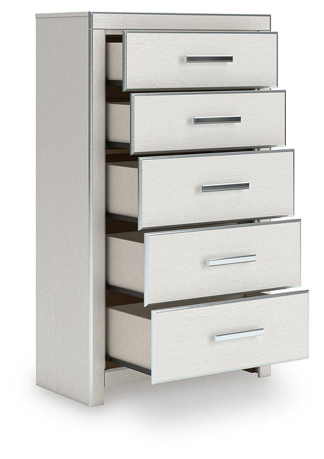Zuraleus White Queen Upholstered Panel Bed with Mirrored Dresser and Nightstand from Ashley - Luna Furniture