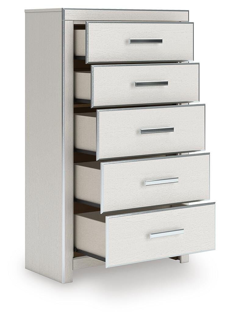 Zuraleus White Queen Upholstered Panel Storage Bed with Dresser and Chest from Ashley - Luna Furniture