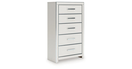 Zuraleus White King Upholstered Panel Bed with Mirrored Dresser, Chest and Nightstand from Ashley - Luna Furniture