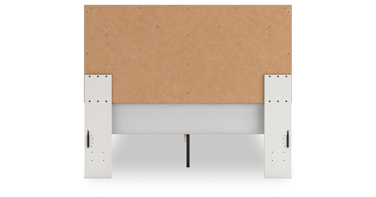 Zuraleus White Queen Upholstered Panel Bed with Mirrored Dresser and Nightstand from Ashley - Luna Furniture