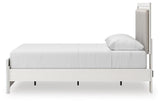 Zuraleus White Queen Upholstered Panel Bed with Mirrored Dresser and Nightstand from Ashley - Luna Furniture
