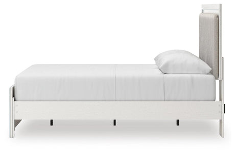 Zuraleus White Queen Upholstered Panel Bed with Mirrored Dresser and Chest from Ashley - Luna Furniture