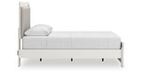 Zuraleus White Queen Upholstered Panel Bed with Mirrored Dresser and Nightstand from Ashley - Luna Furniture