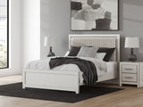 Zuraleus White Queen Upholstered Panel Bed with Mirrored Dresser and Nightstand from Ashley - Luna Furniture