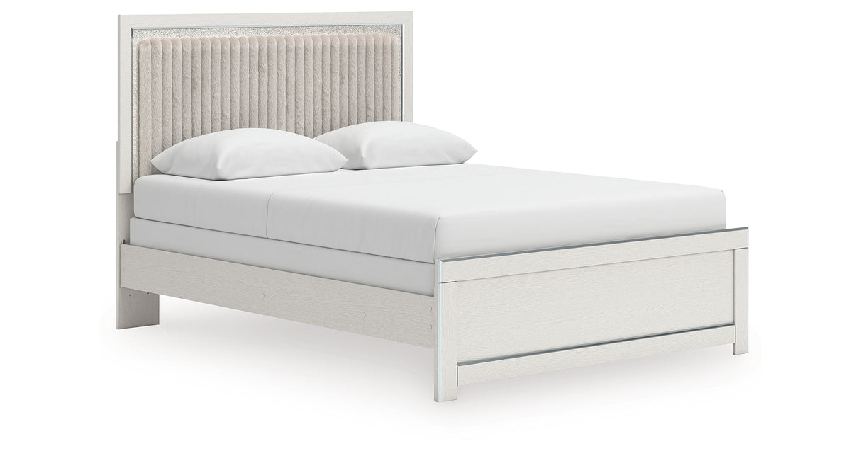 Zuraleus White Queen Upholstered Panel Bed with Dresser and Nightstand from Ashley - Luna Furniture