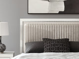 Zuraleus White Queen Upholstered Panel Bed with Mirrored Dresser and Nightstand from Ashley - Luna Furniture