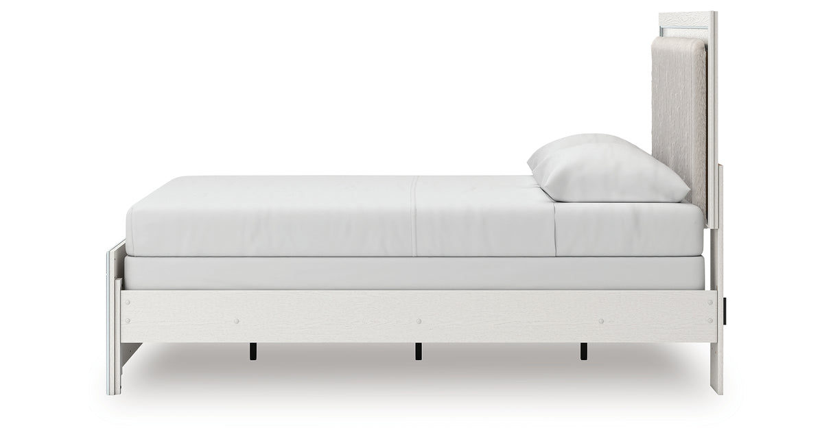Zuraleus White Queen Upholstered Panel Bed with Mirrored Dresser and Nightstand from Ashley - Luna Furniture