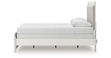 Zuraleus White Queen Upholstered Panel Bed with Mirrored Dresser and Nightstand from Ashley - Luna Furniture