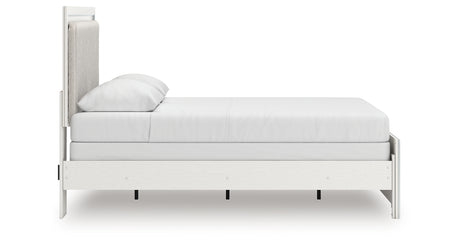 Zuraleus White Queen Upholstered Panel Bed with Mirrored Dresser and Nightstand from Ashley - Luna Furniture