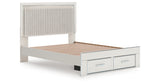 Zuraleus White Queen Upholstered Panel Storage Bed with Dresser and Chest from Ashley - Luna Furniture