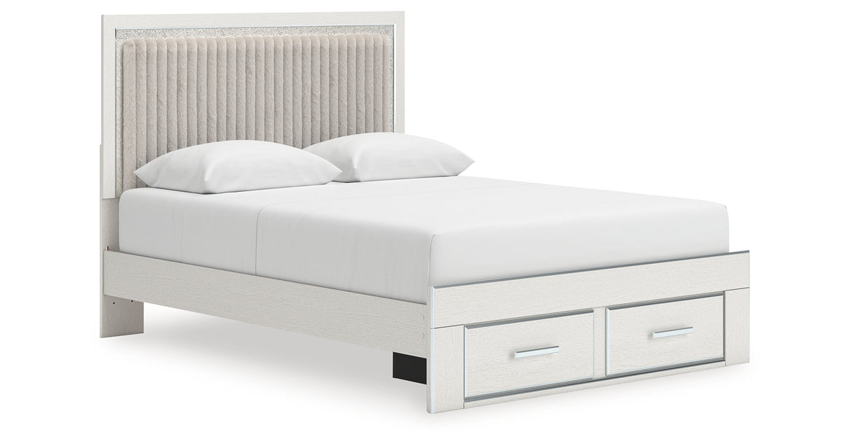 Zuraleus White Queen Upholstered Panel Storage Bed with Dresser and Chest from Ashley - Luna Furniture