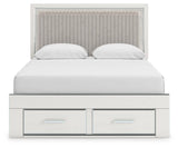 Zuraleus White Queen Upholstered Panel Storage Bed with Dresser and Chest from Ashley - Luna Furniture