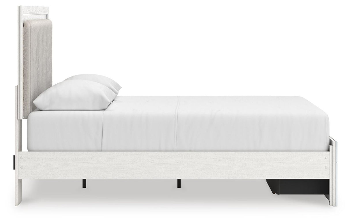 Zuraleus White Queen Upholstered Panel Storage Bed with Dresser and Chest from Ashley - Luna Furniture