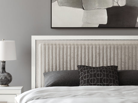 Zuraleus White King Upholstered Panel Bed with Dresser and Chest from Ashley - Luna Furniture