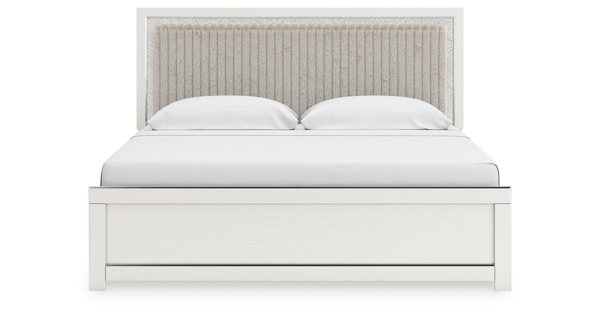 Zuraleus White King Upholstered Panel Bed with Chest and Nightstand from Ashley - Luna Furniture