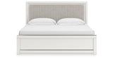 Zuraleus White King Upholstered Panel Bed with Mirrored Dresser from Ashley - Luna Furniture