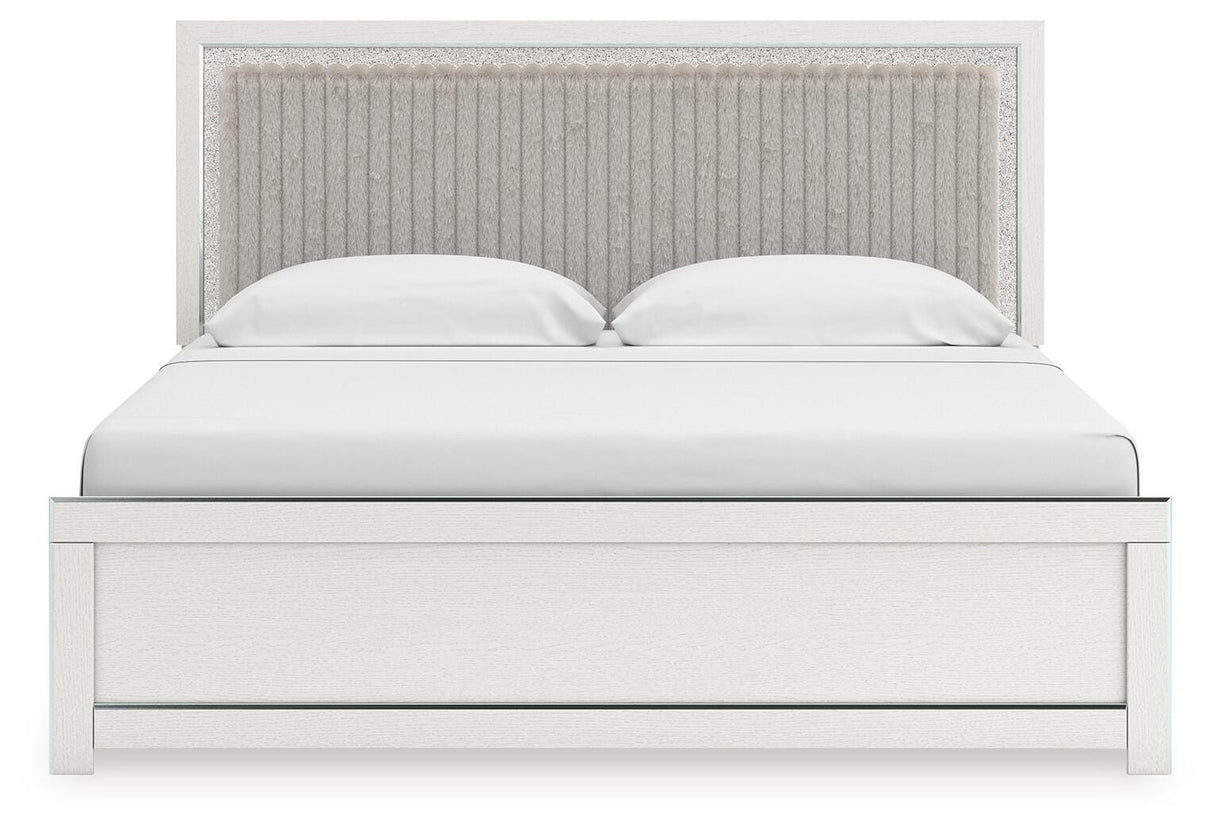 Zuraleus White King Upholstered Panel Bed with Dresser and Chest from Ashley - Luna Furniture