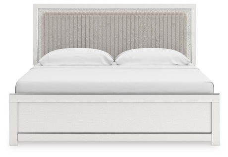 Zuraleus White King Upholstered Panel Bed with Dresser and Nightstand from Ashley - Luna Furniture