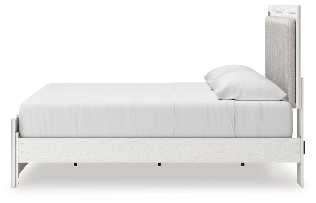 Zuraleus White King Upholstered Panel Bed with Mirrored Dresser from Ashley - Luna Furniture