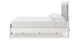 Zuraleus White King Upholstered Panel Bed with Mirrored Dresser and Chest from Ashley - Luna Furniture