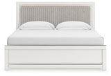 Zuraleus White King Upholstered Panel Bed with Mirrored Dresser, Chest and Nightstand from Ashley Furniture - Luna Furniture