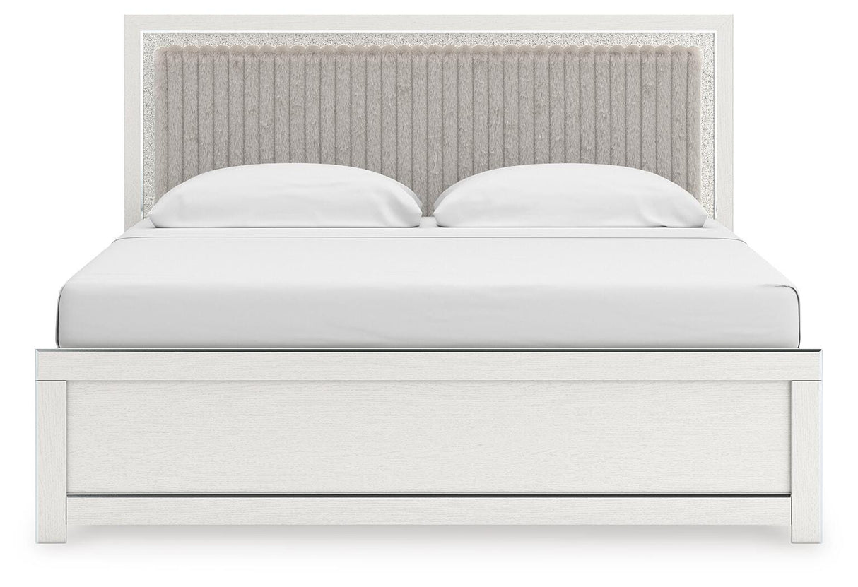 Zuraleus White King Upholstered Panel Bed with Dresser from Ashley Furniture - Luna Furniture