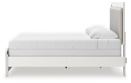 Zuraleus White King Upholstered Panel Bed with Mirrored Dresser, Chest and Nightstand from Ashley - Luna Furniture