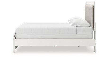 Zuraleus White King Upholstered Panel Bed with Mirrored Dresser and Chest from Ashley - Luna Furniture
