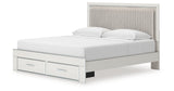 Zuraleus White King Upholstered Panel Storage Bed with Dresser and Nightstand from Ashley - Luna Furniture