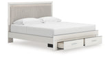 Zuraleus White King Upholstered Panel Storage Bed with Dresser and Nightstand from Ashley - Luna Furniture