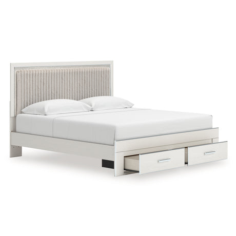 Zuraleus White King Upholstered Panel Storage Bed with Dresser from Ashley - Luna Furniture