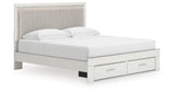 Zuraleus White King Upholstered Panel Storage Bed with Dresser and Nightstand from Ashley - Luna Furniture