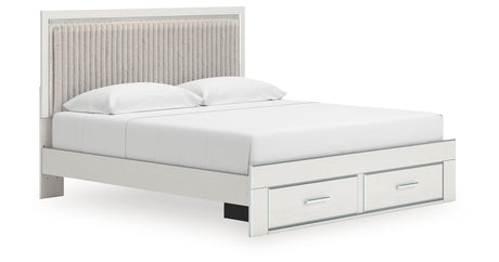 Zuraleus White King Upholstered Panel Storage Bed with Dresser and Nightstand from Ashley - Luna Furniture