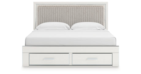 Zuraleus White King Upholstered Panel Storage Bed with Dresser from Ashley - Luna Furniture